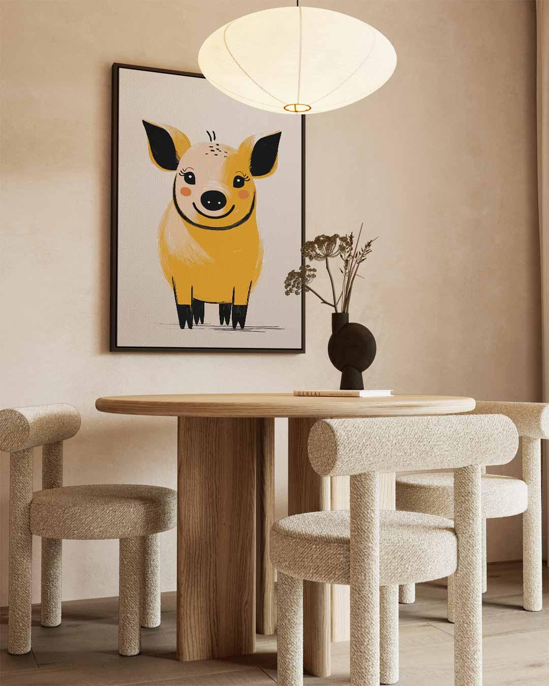 Vrolijke Varkentje Illustratie – staand kunstwerk voor modern interieur