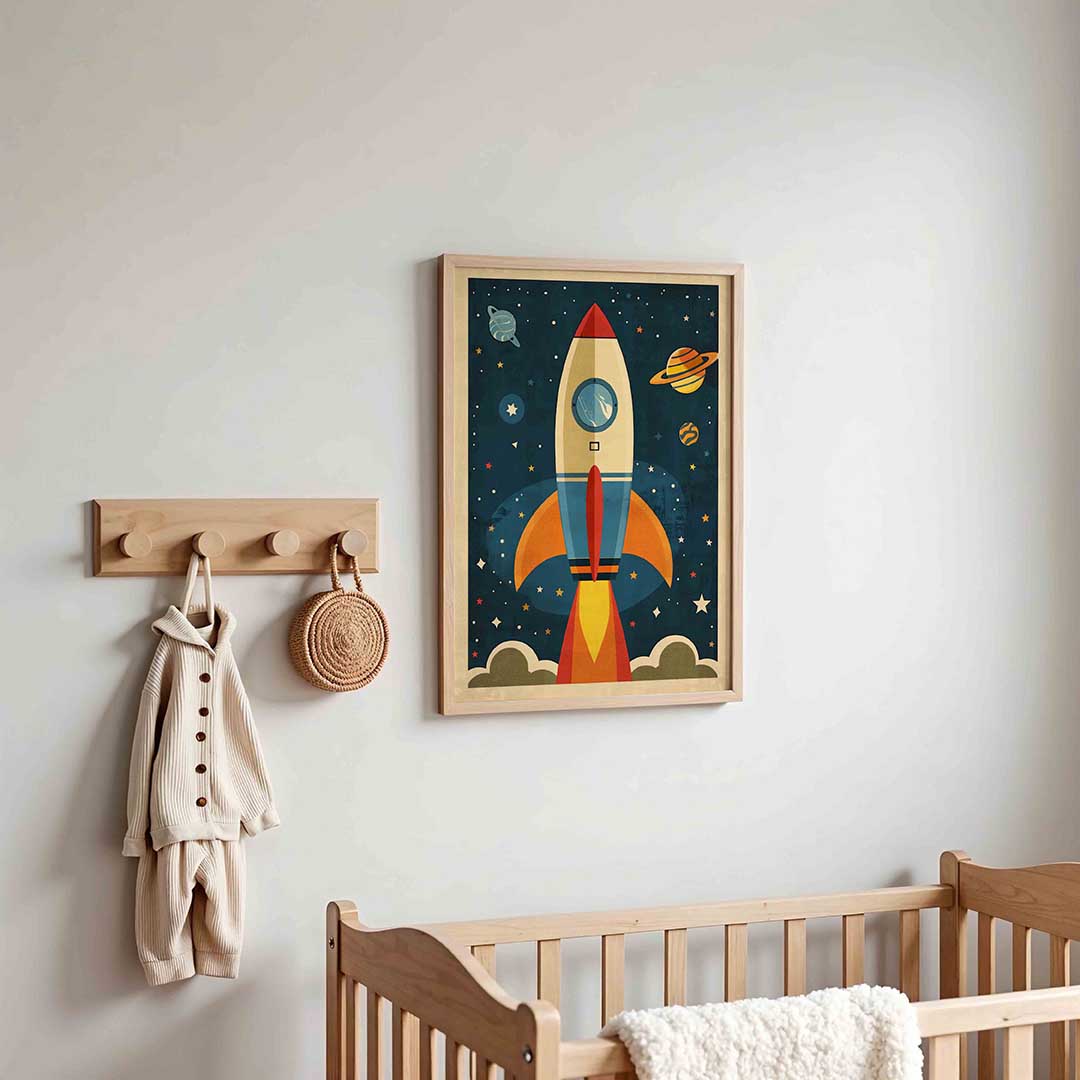 Raket en planeten – kinderposter in staand formaat