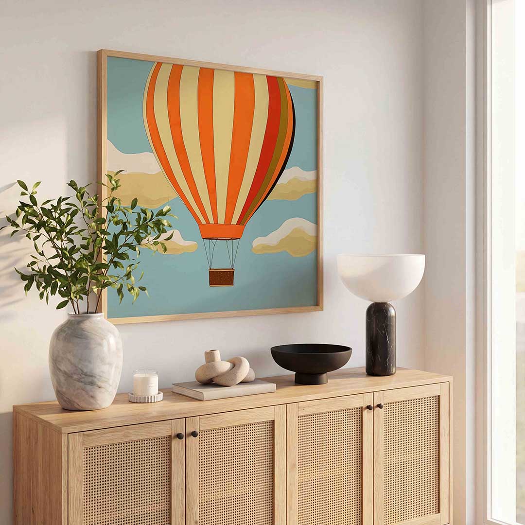 Luchtballon – kleurrijke poster in vierkant formaat