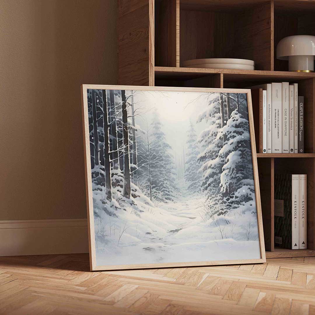 Winterbos – vierkante kerst wanddecoratie van WallArtistic