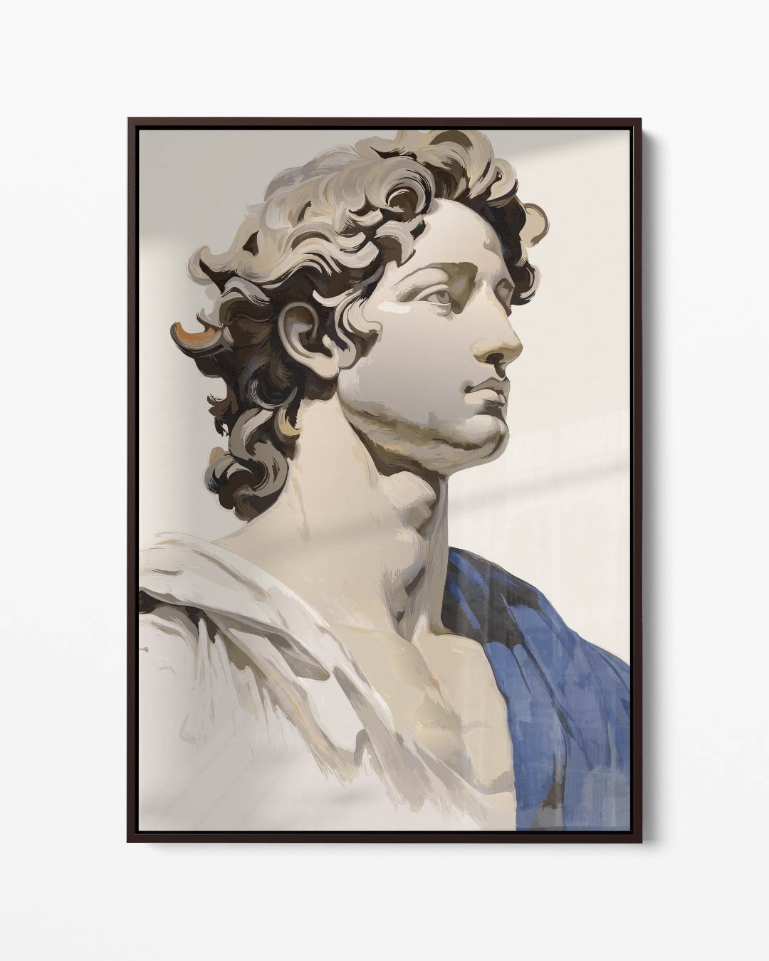 Klassieke Buste in Blauwtinten – portret kunstwerk als wanddecoratie