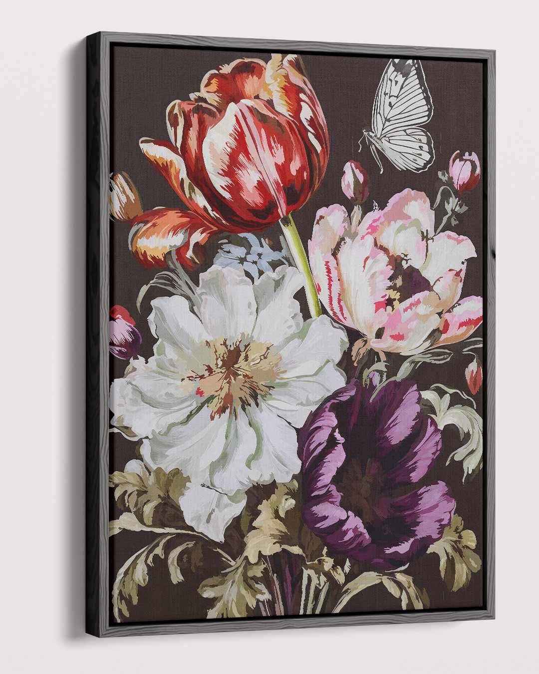Bloemenpracht met Vlinder – dibond kunstwerk als wanddecoratie