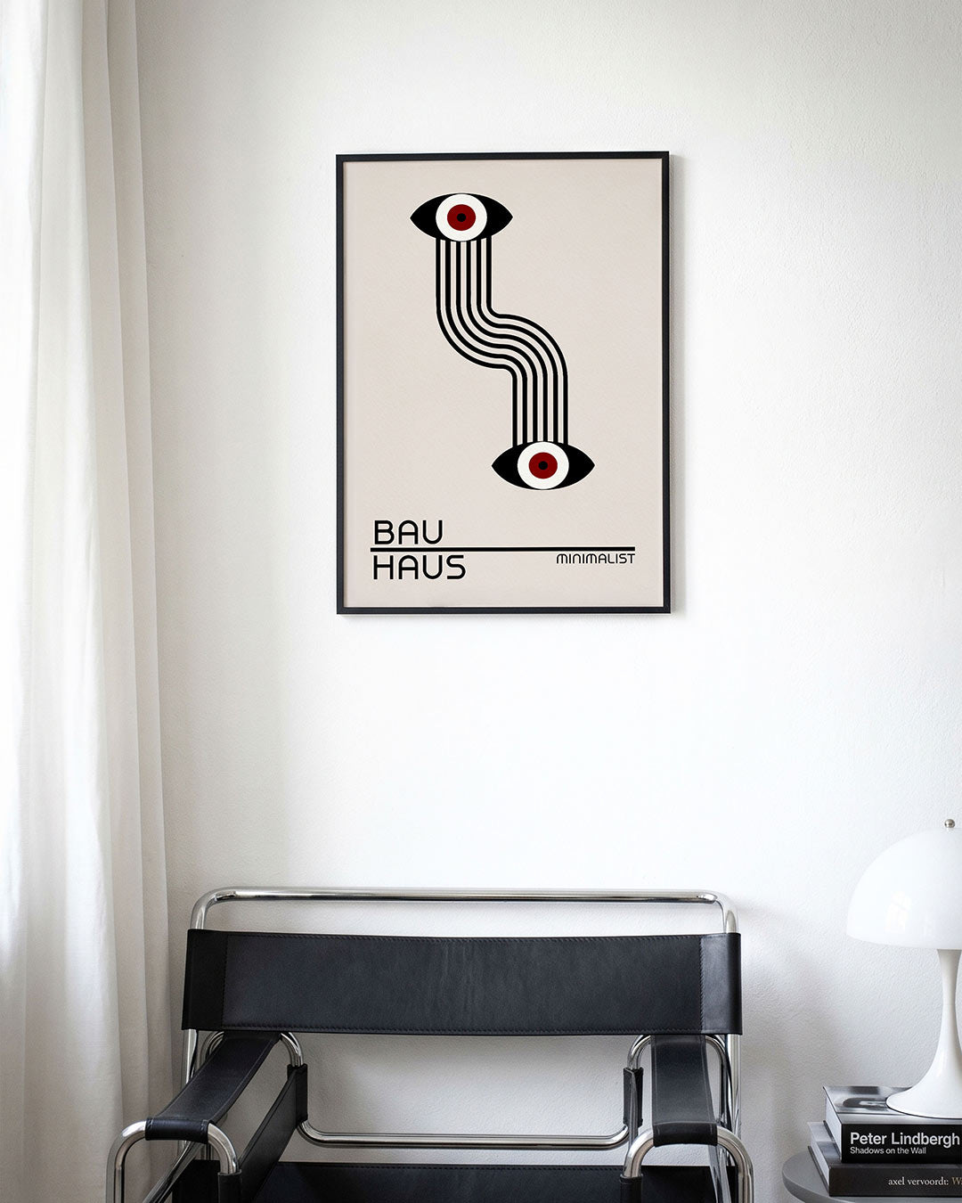 Lijnen en ogen – moderne Bauhaus wandkunst als poster