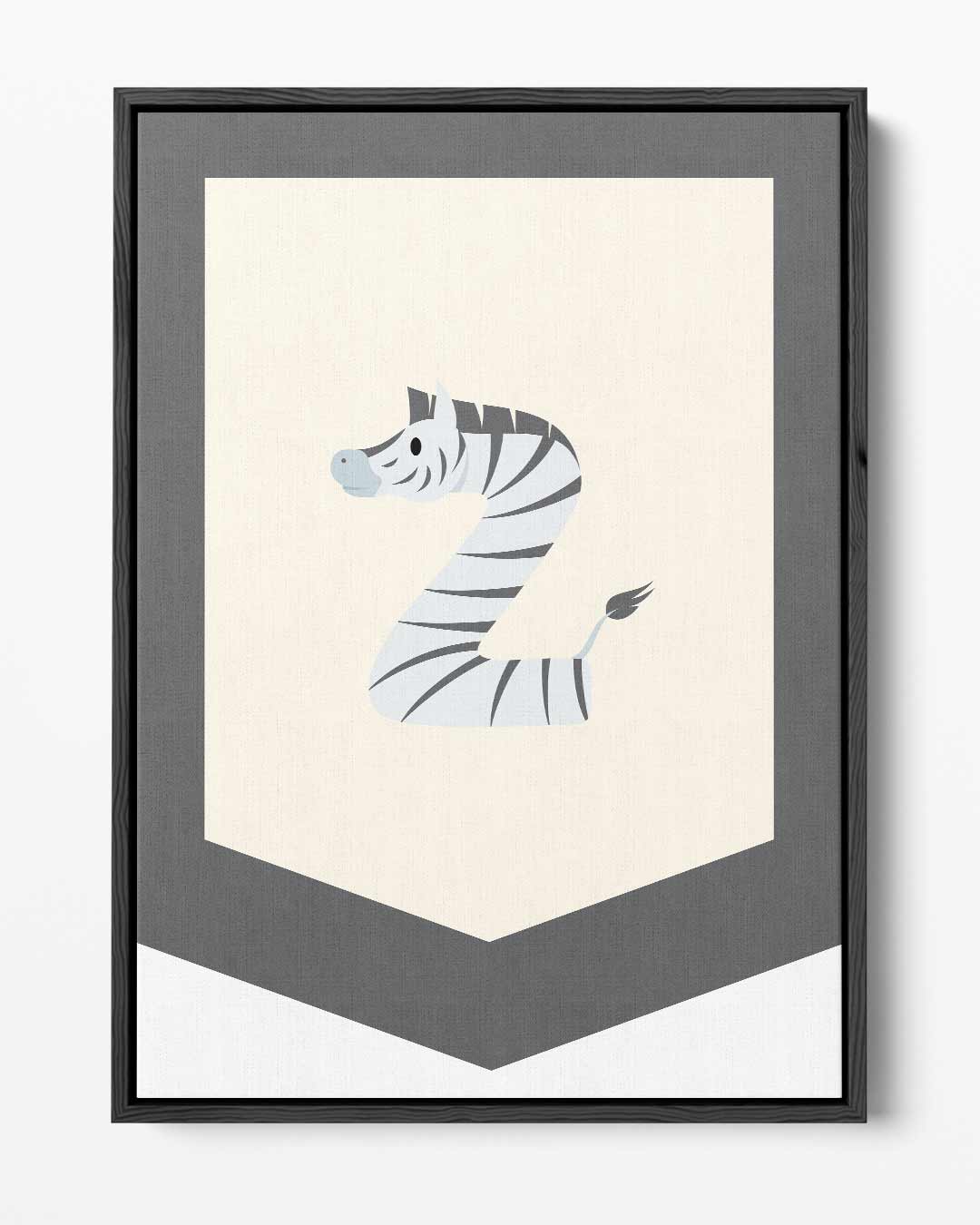 Zebra Alfabet Kunstwerk – portret kunstwerk als wanddecoratie