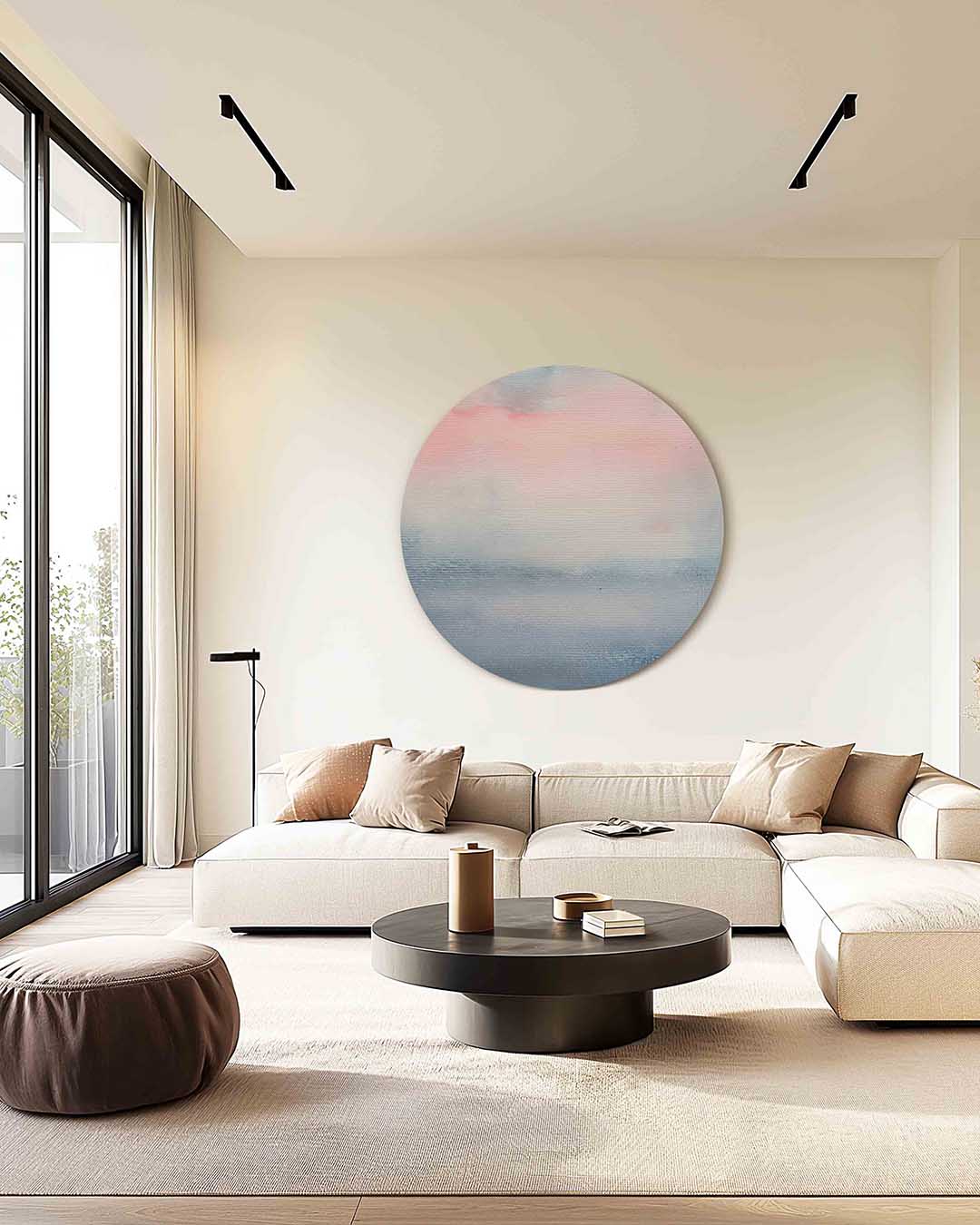 Zonsopgang – kleurrijke muurcirkel als ronde wanddecoratie
