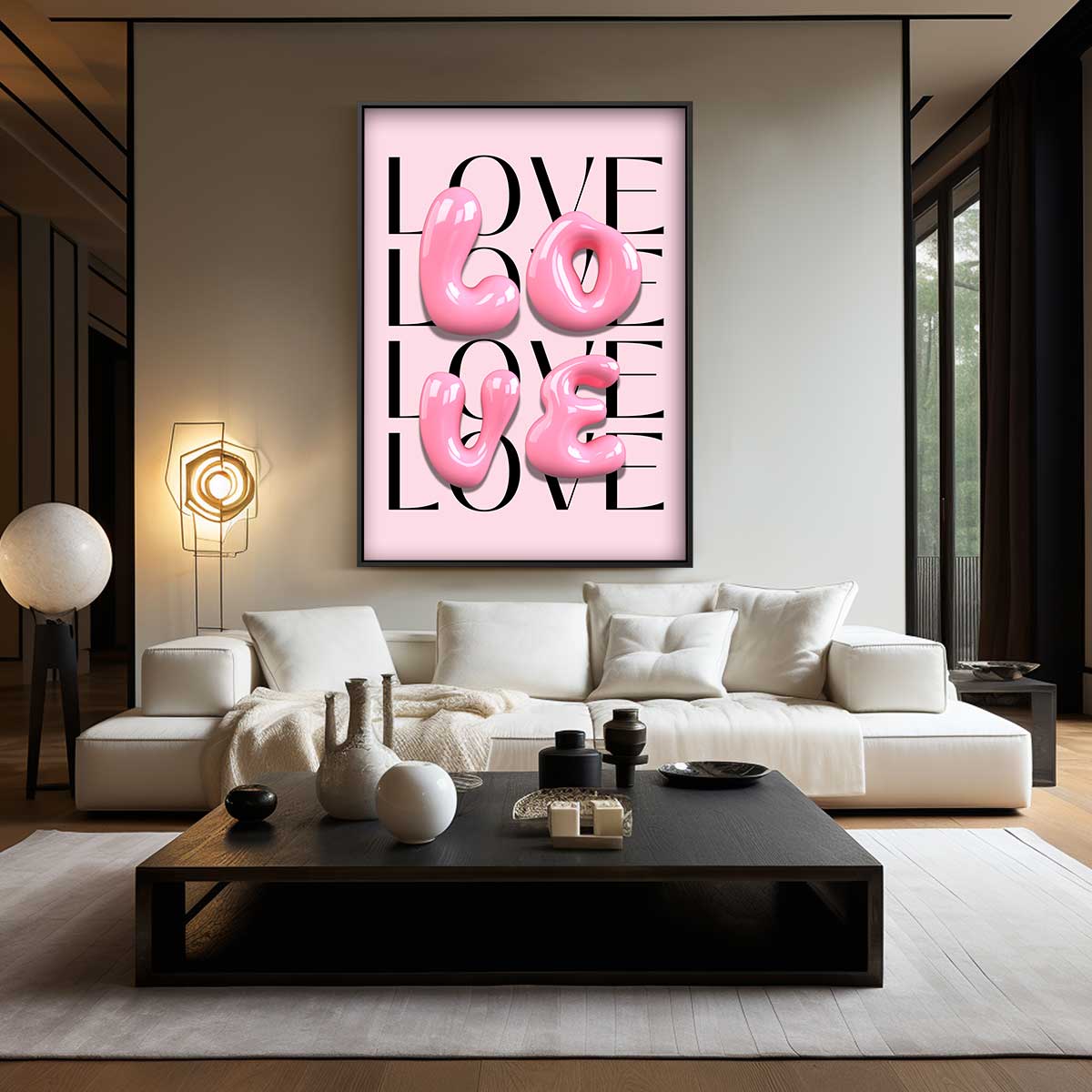 Liefde in Bubblegum Roze – modern portret kunstwerk van WallArtistic