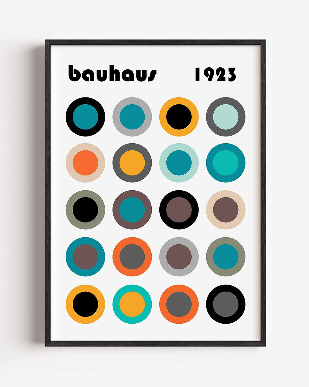 Cirkelritme en kleur – staande Bauhaus poster als wanddecoratie