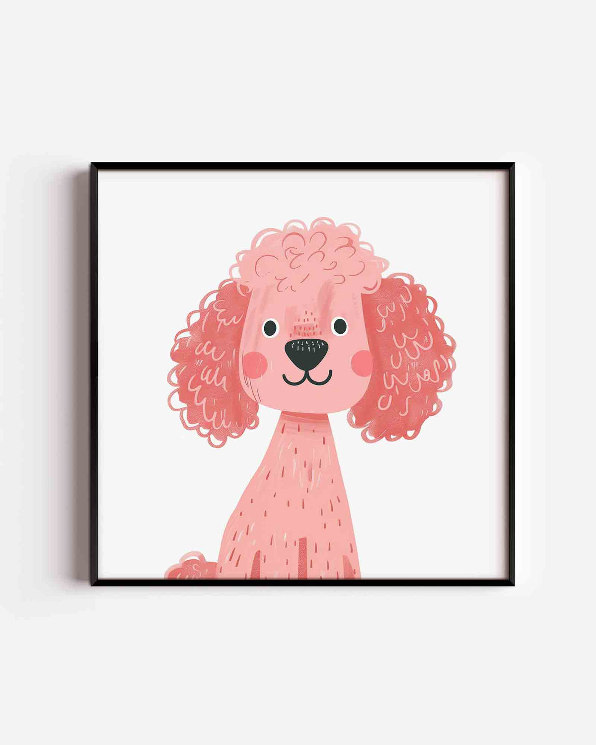 Roze hond – vierkante kinderposter als wanddecoratie