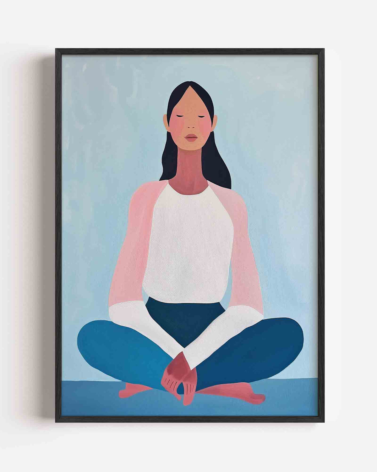 Mediterende figuur – hedendaagse illustratie portret poster als wanddecoratie