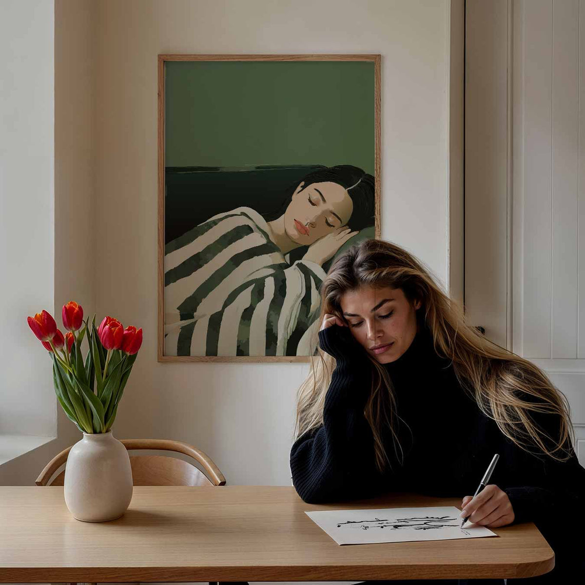 Dromerige Slaapkamer – staande muurposter met zomerse uitstraling