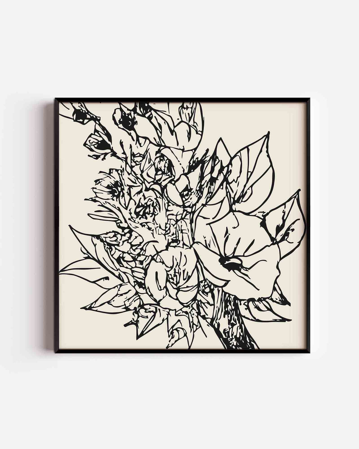 Bloemen en bladeren – keuken vierkante poster als wanddecoratie