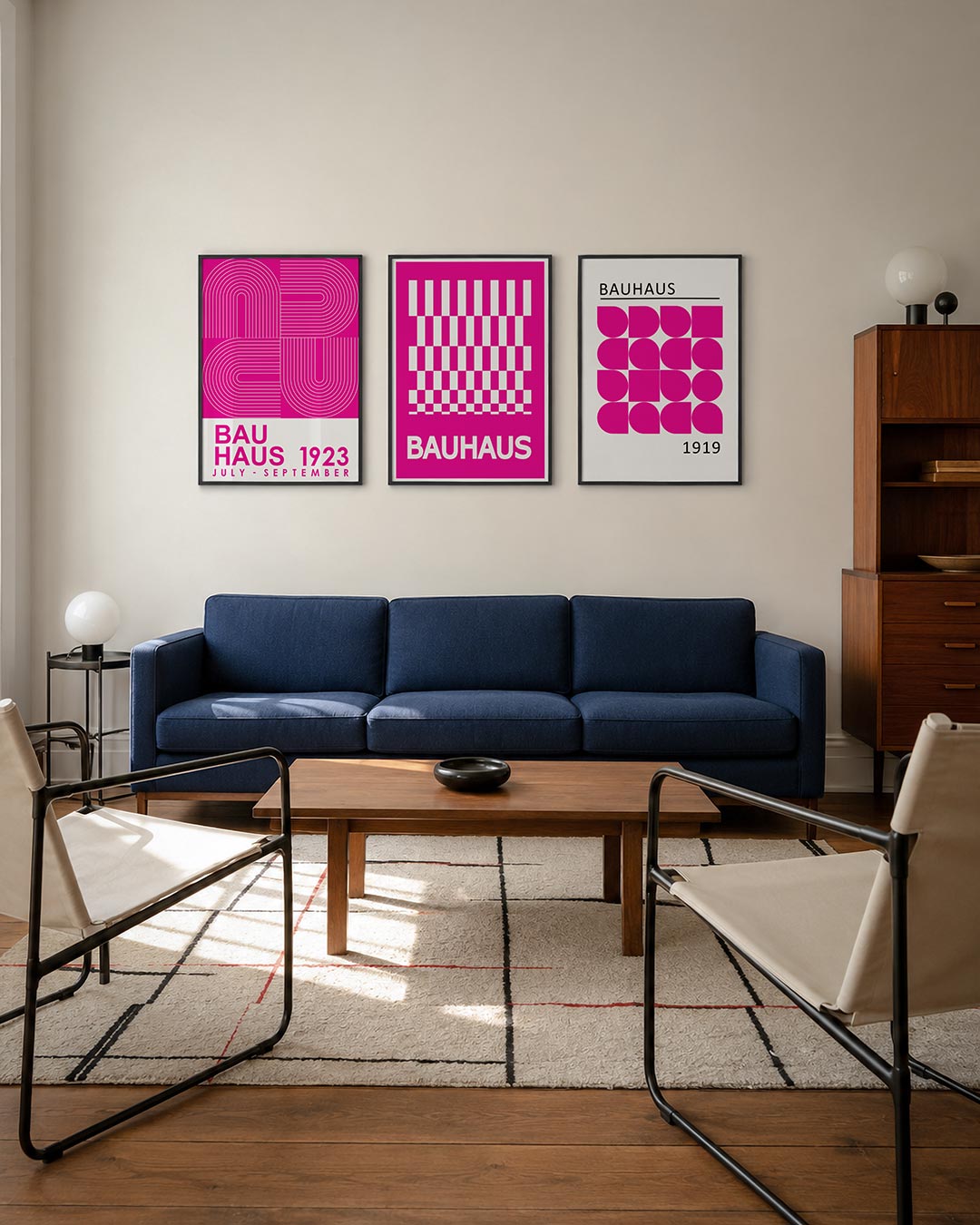 Lijnen en kleurvlakken posterset – derde productweergave – deze posterset in drie delen toont een levendig spel van