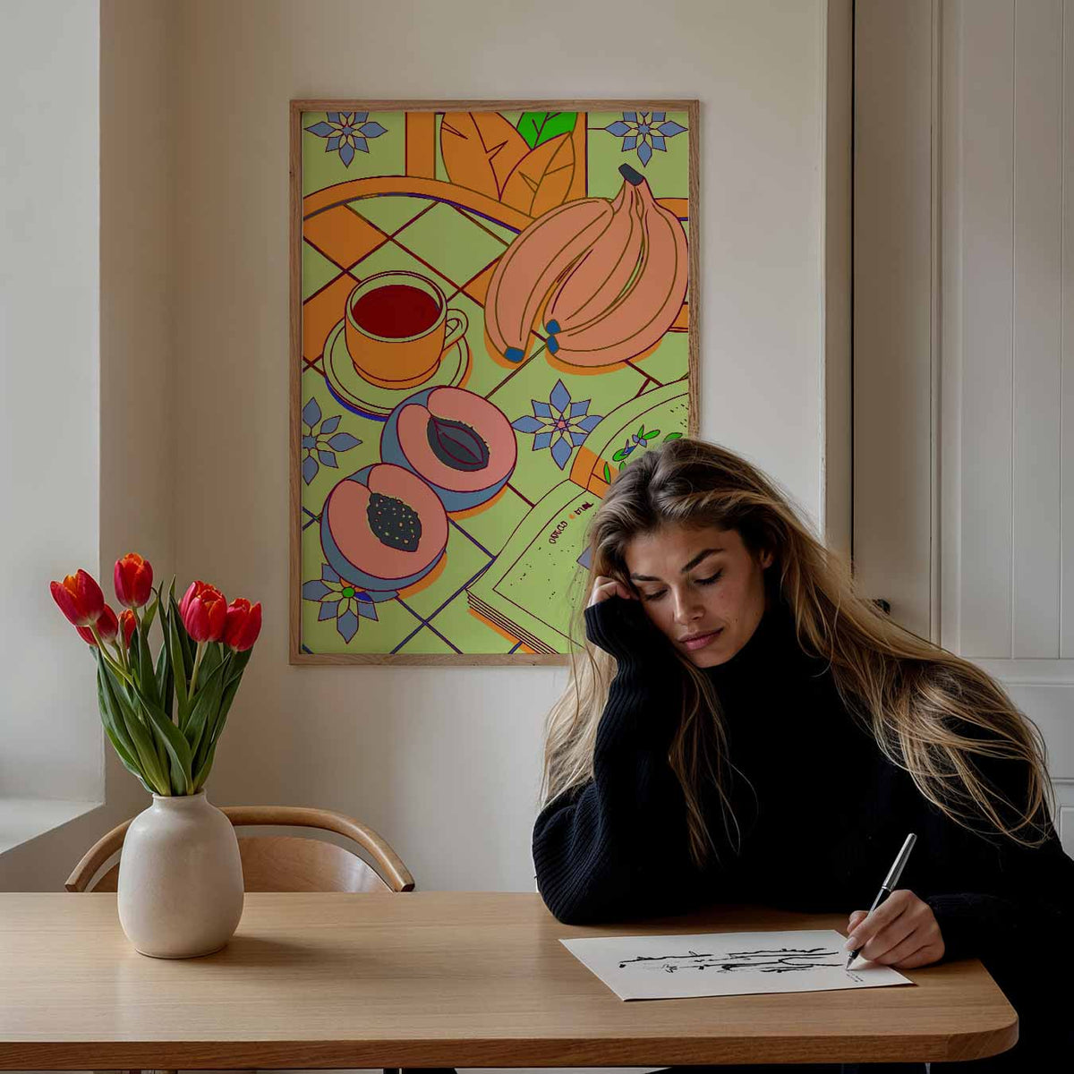 Kleurrijk Ontbijt Moment – keuken portret poster, afbeelding 7