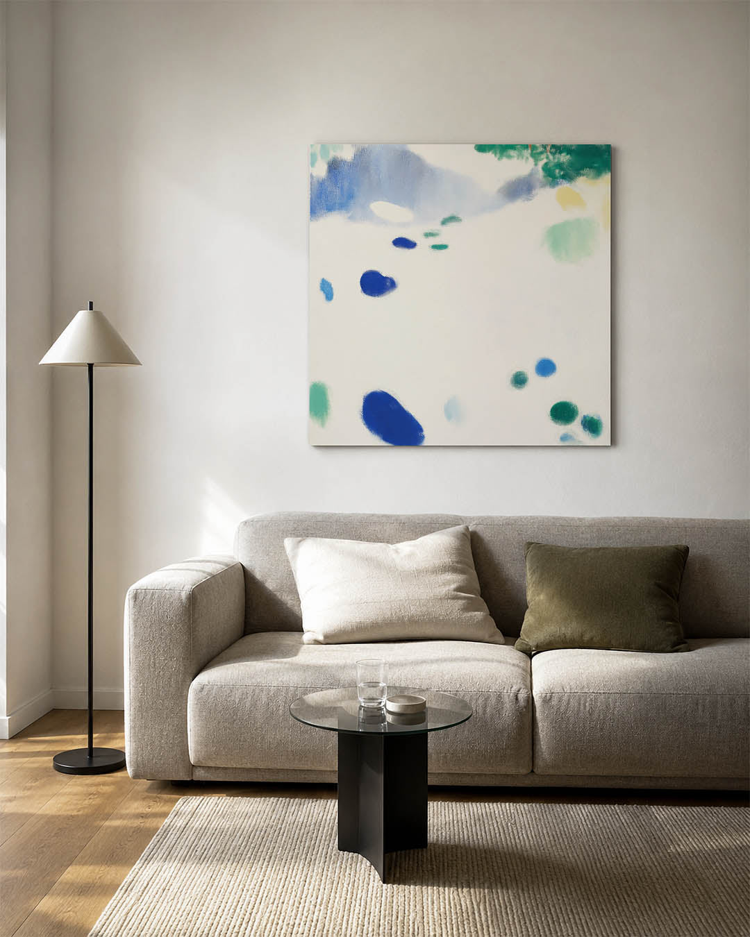 Vloeiende kleurencompositie kunstwerk – vierkante wanddecoratie – dit werk toont een verzameling van vloeiende vormen in