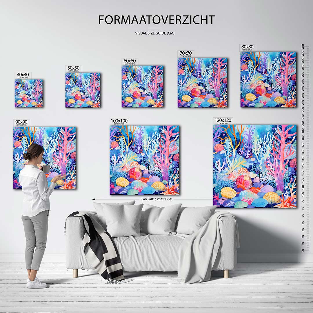 Kleurrijke onderwaterwereld kunstwerk – sfeerbeeld – dit kunstwerk toont een levendige onderwaterwereld met organische vormen