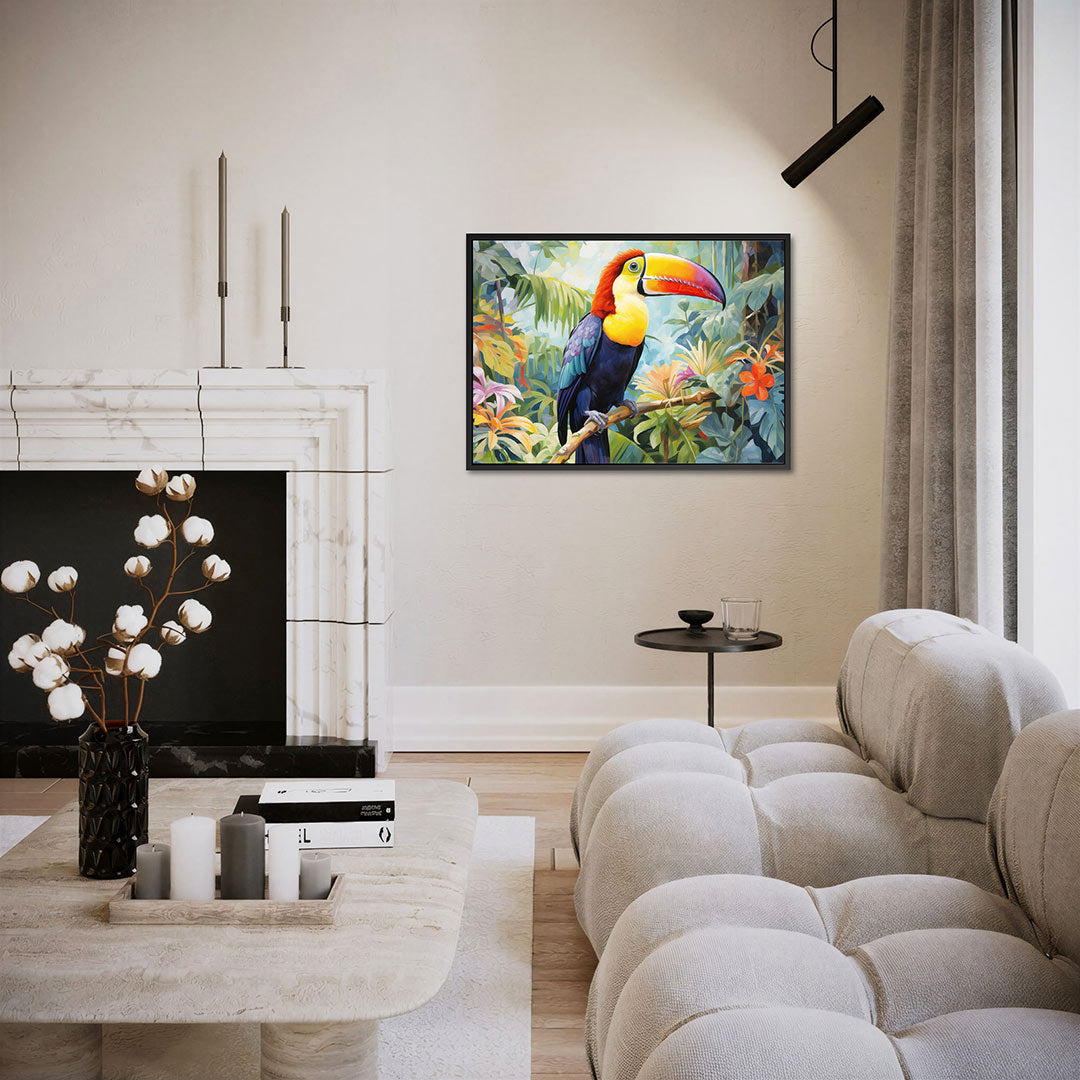 Vrolijke toekan – Jungle kunstwerk – liggende wanddecoratie