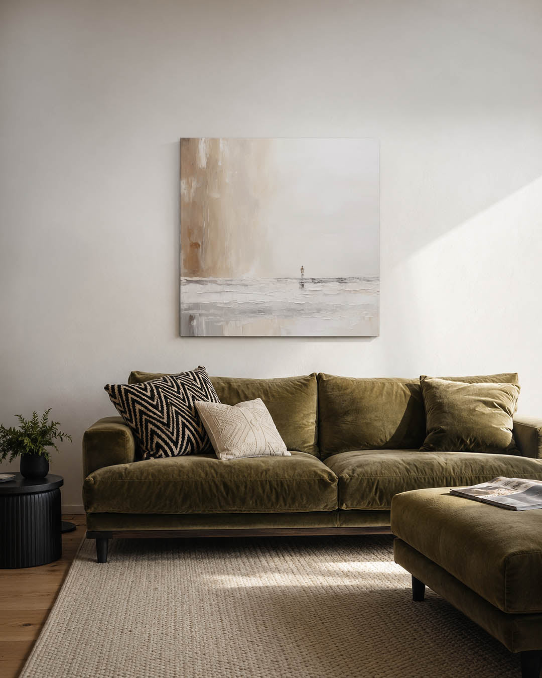 Abstract kunstwerk – derde productweergave – een abstract kunstwerk met donkere tinten en een rustige visuele opbouw.