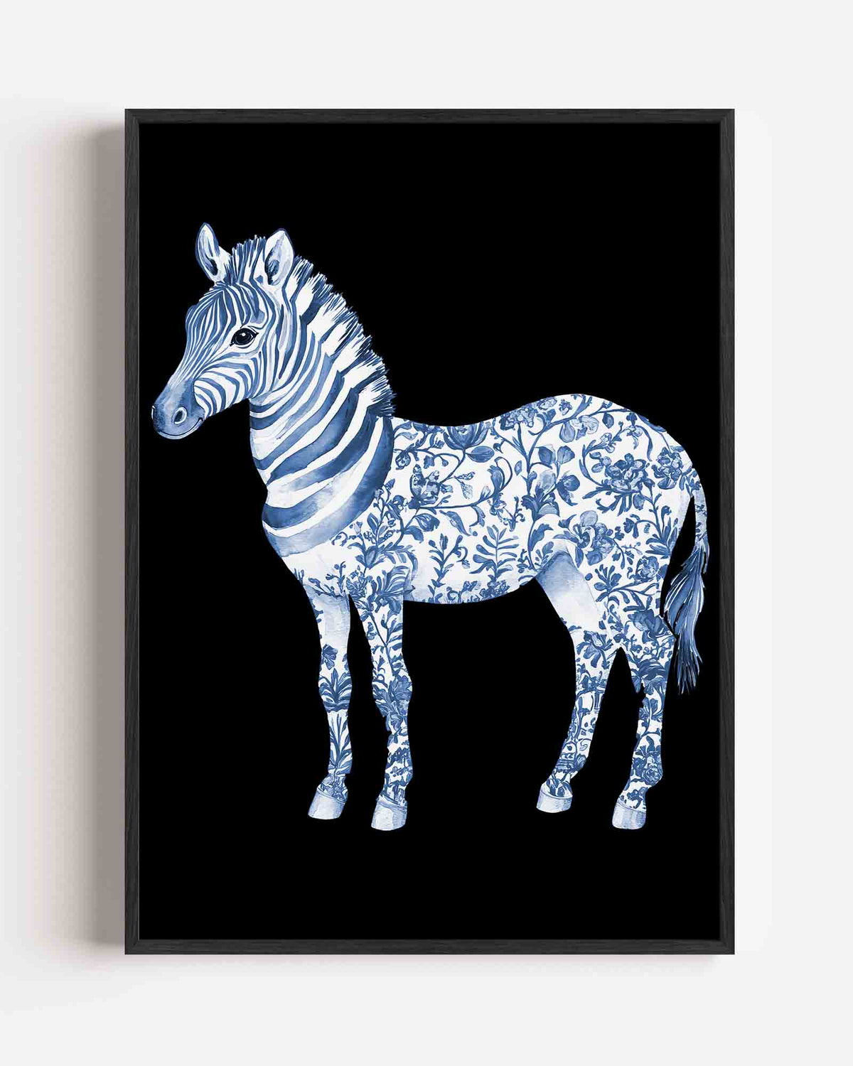 Blauwe zebra – Delfts blauwe portret poster als wanddecoratie