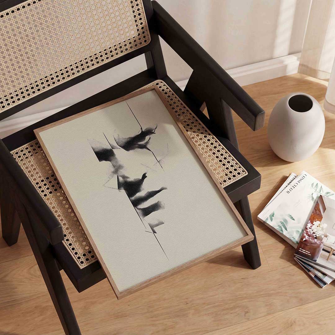 Minimalistisch gezicht – abstracte wandkunst als portret poster