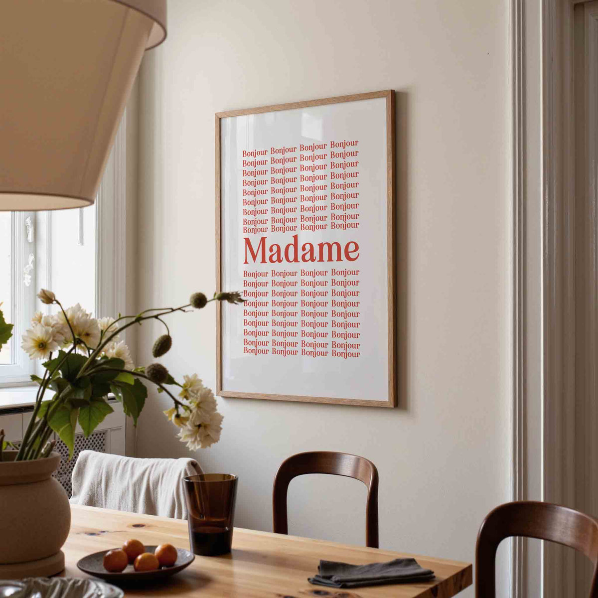 Bonjour madame – kunst en design poster in portret formaat