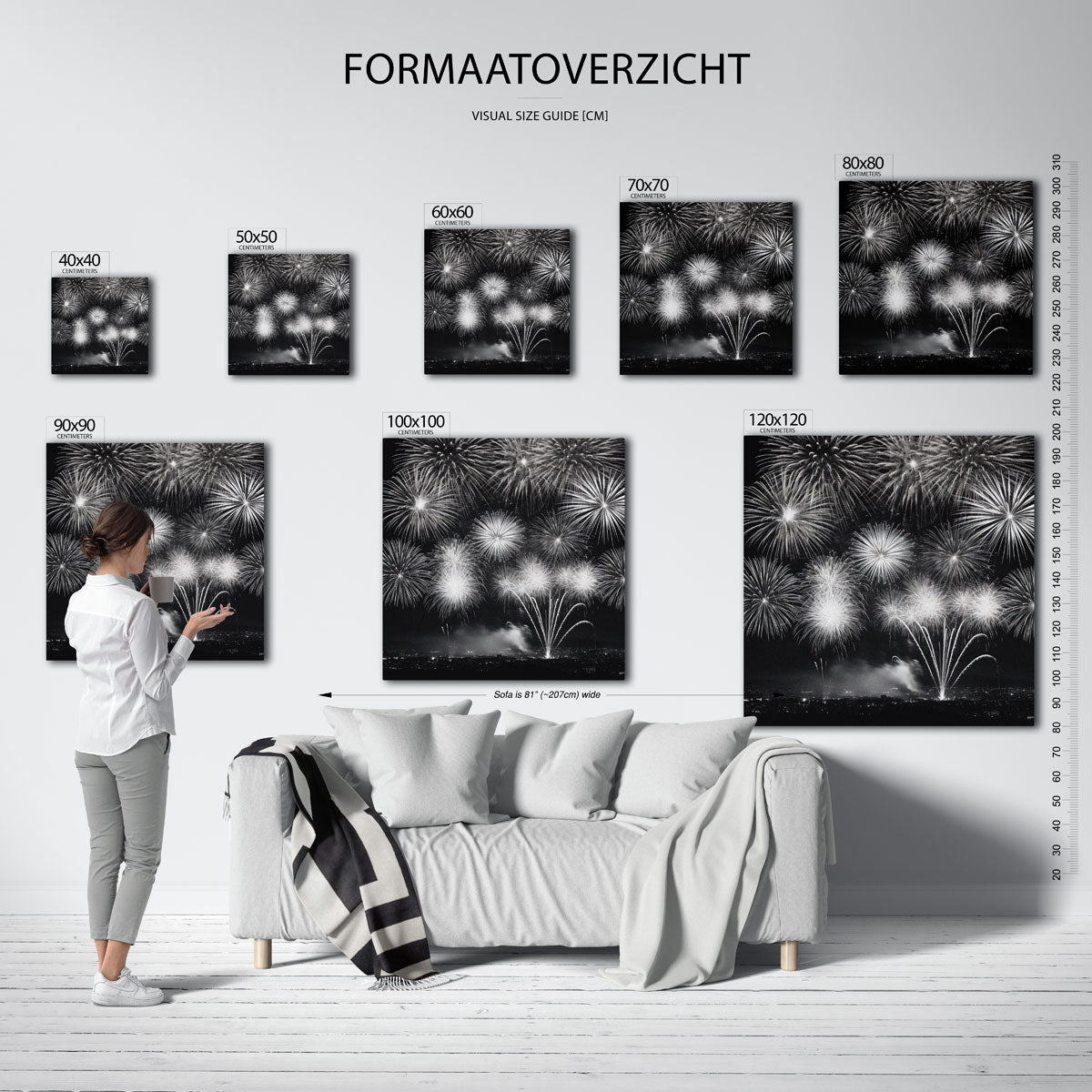 Vuurwerk explosie – vierkante muurposter voor kerst