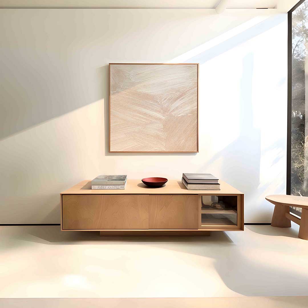 Beige textuur – vierkante schilderkunst wanddecoratie van WallArtistic