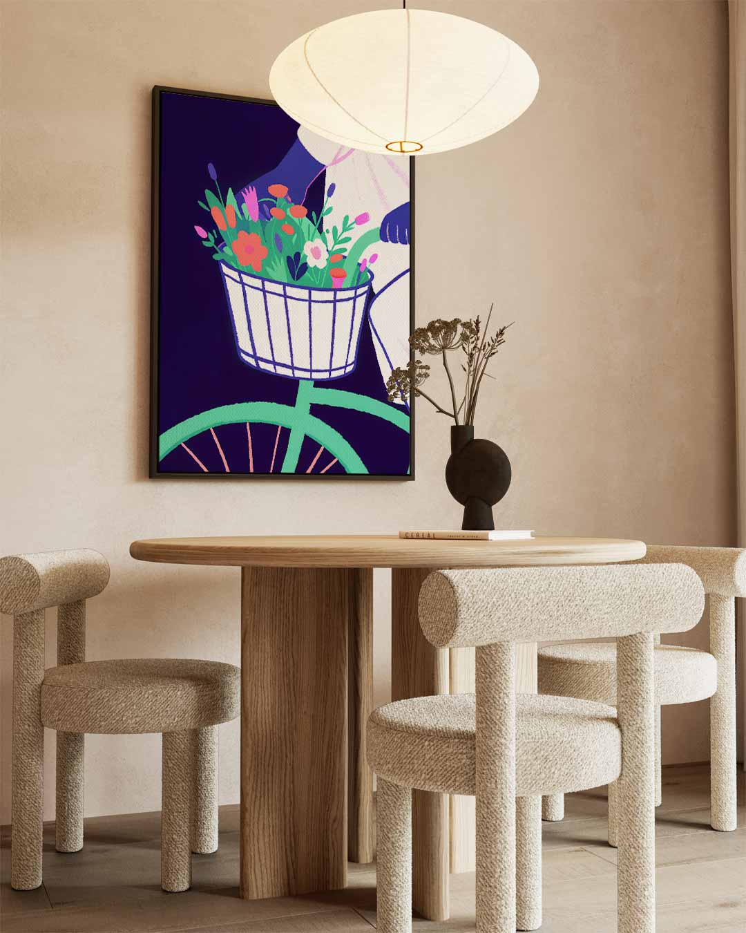Fietstocht in Bloei – staande wandkunst voor woonkamer of interieur