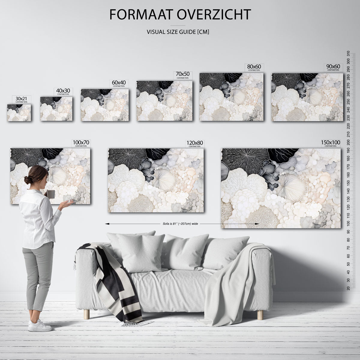 Organische vormen – liggende muurposter met abstracte vormen