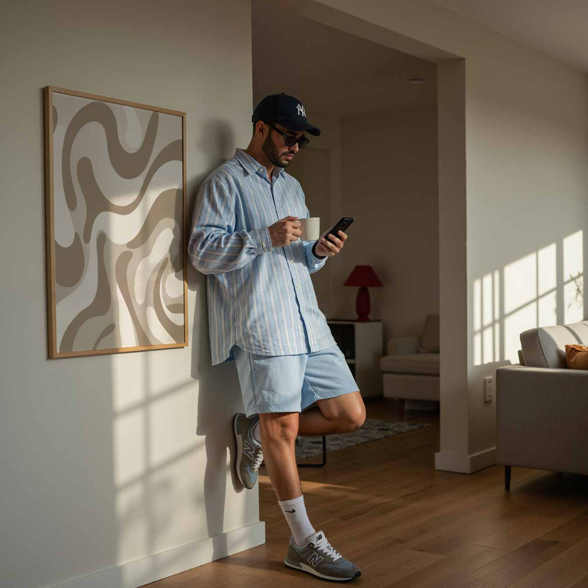 Organische Beige Droom – staande muurposter met kleurrijke abstracte vormen
