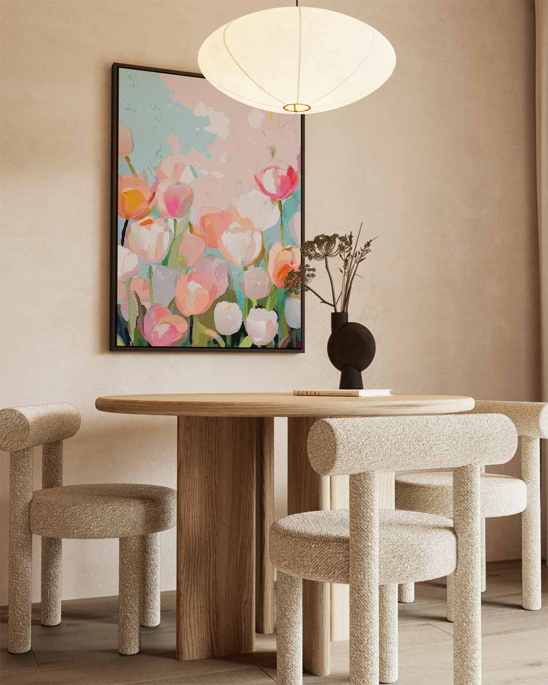 Bloemenpracht in Pasteltinten – dibond wanddecoratie in staand formaat