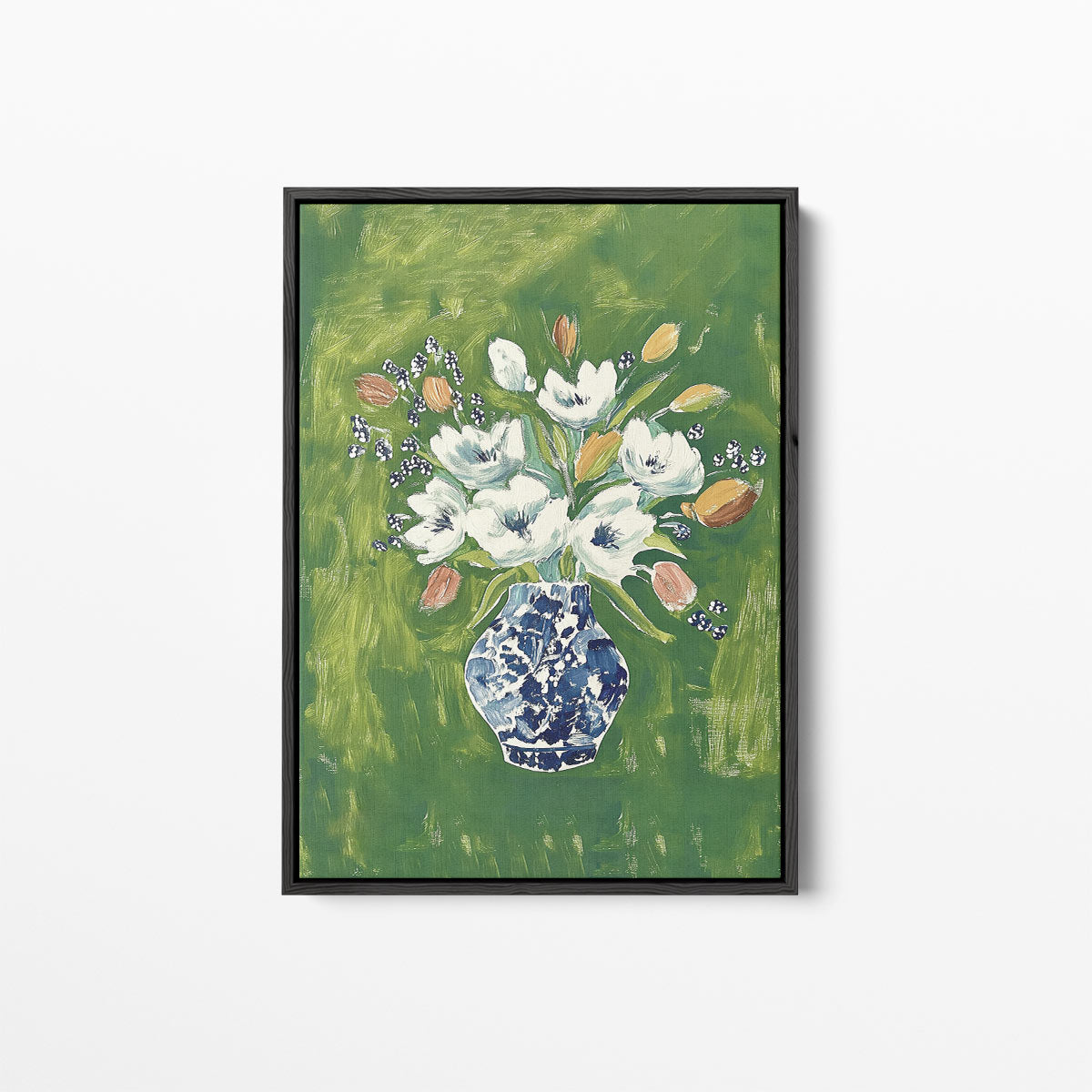 Bloemenpracht in Blauwe Vaas – canvas kunstwerk als wanddecoratie