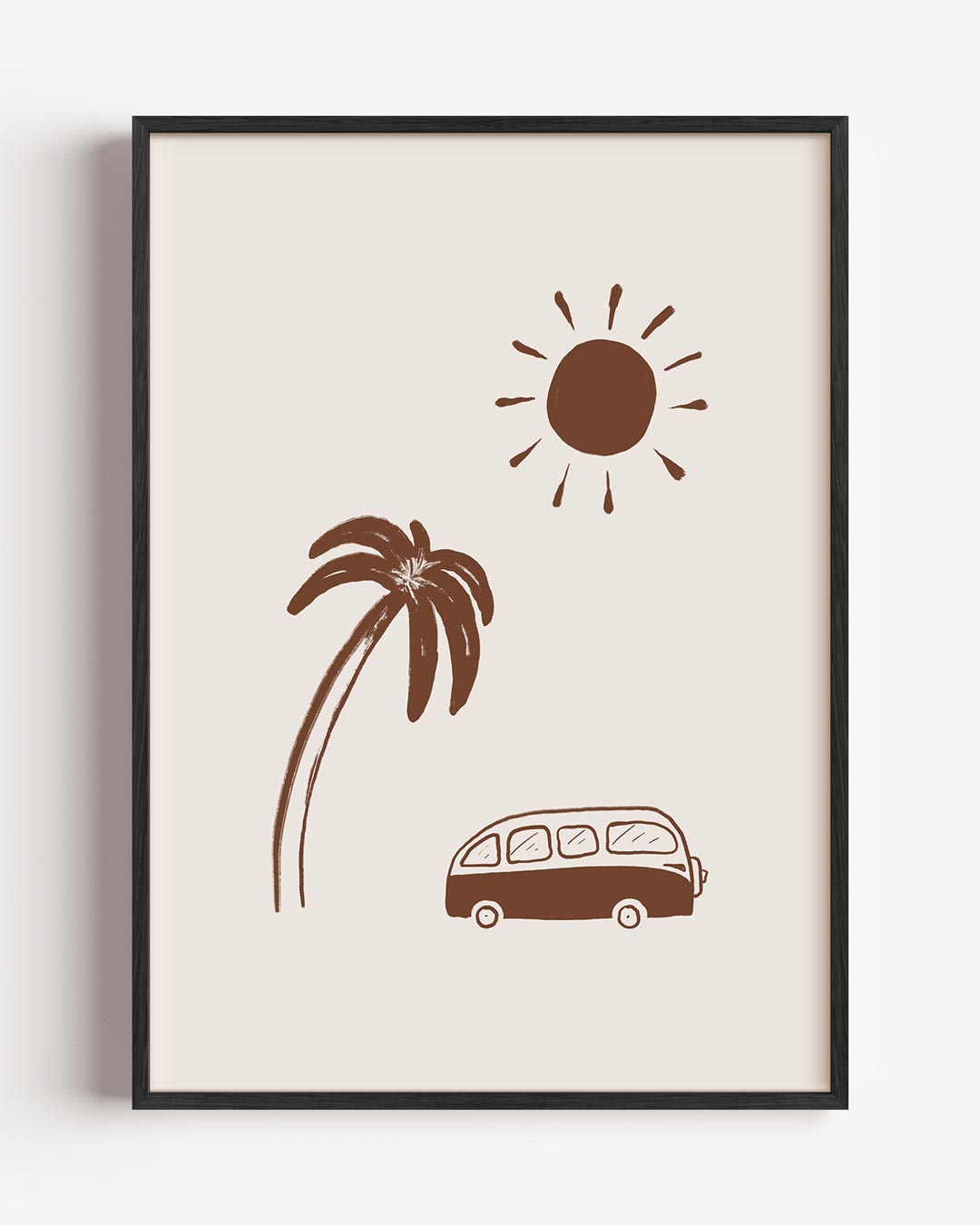 Zomerse Roadtrip Illustratie – zomer portret poster als wanddecoratie