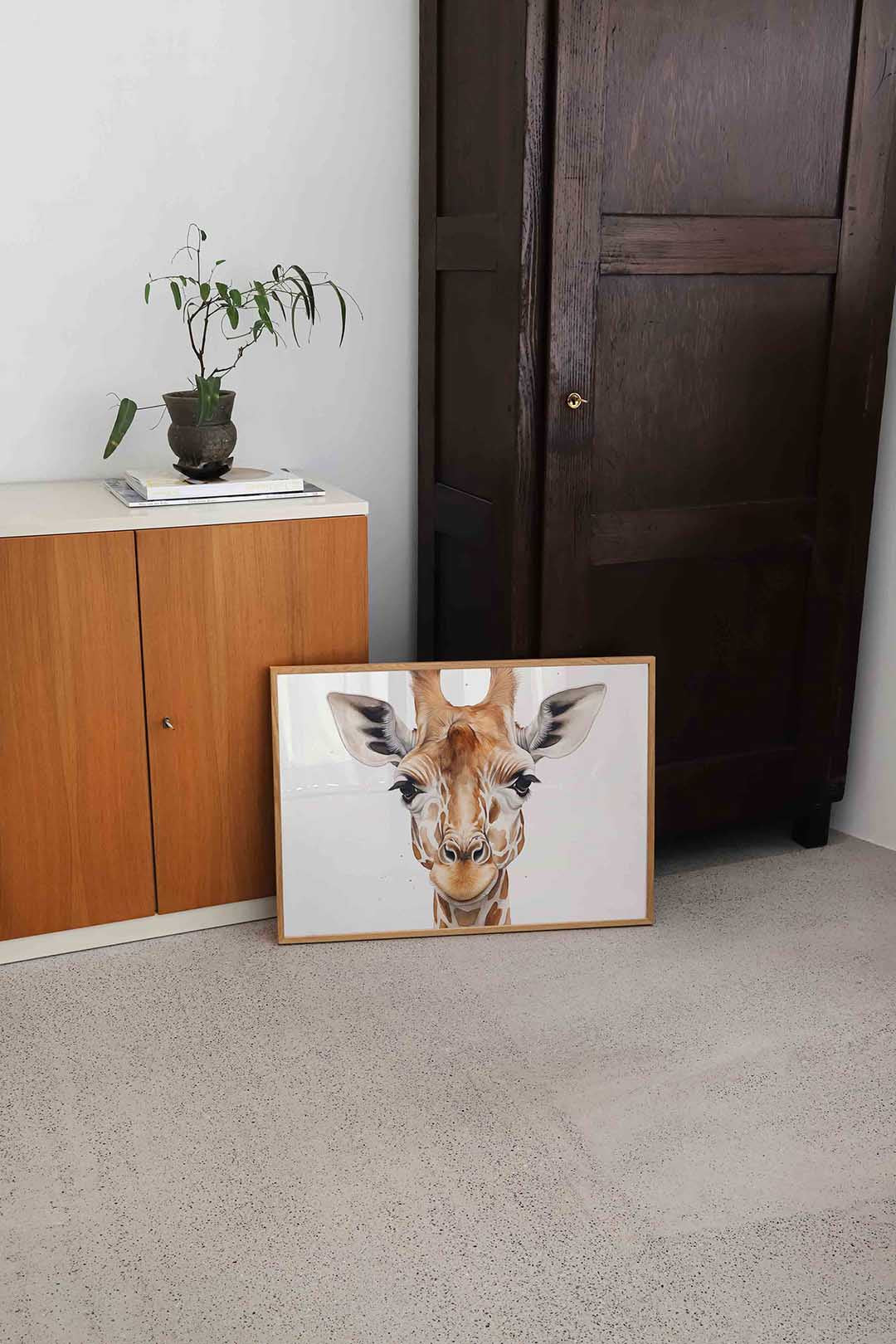 Giraffe portret – dierenillustratie als landscape poster