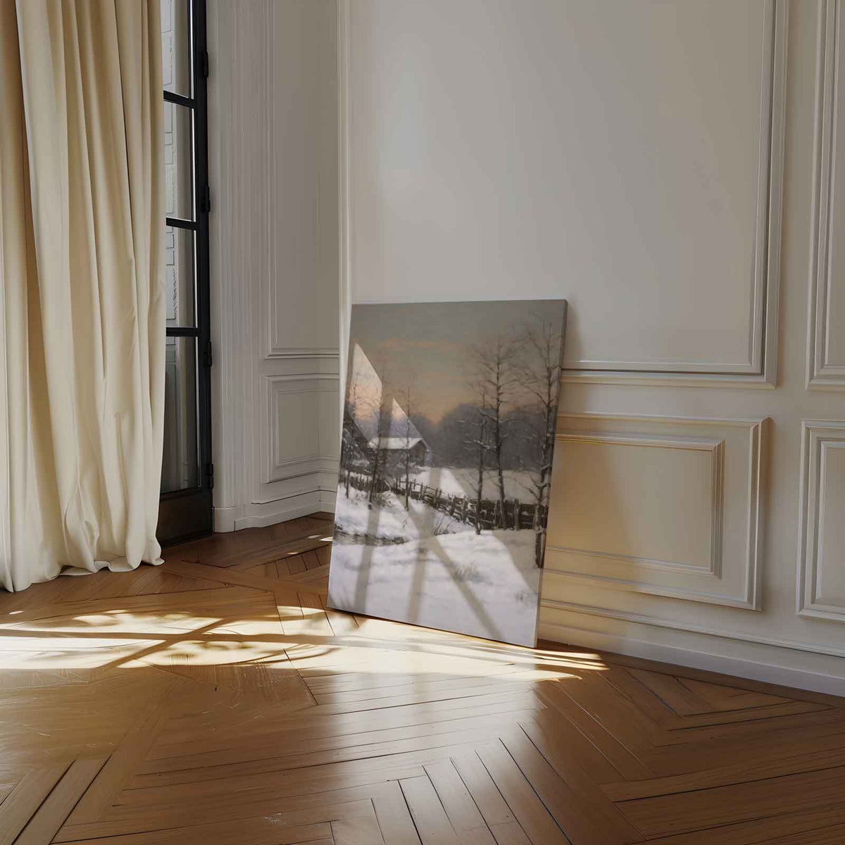 Winterse Rustieke Schoonheid – canvas wanddecoratie in portret formaat
