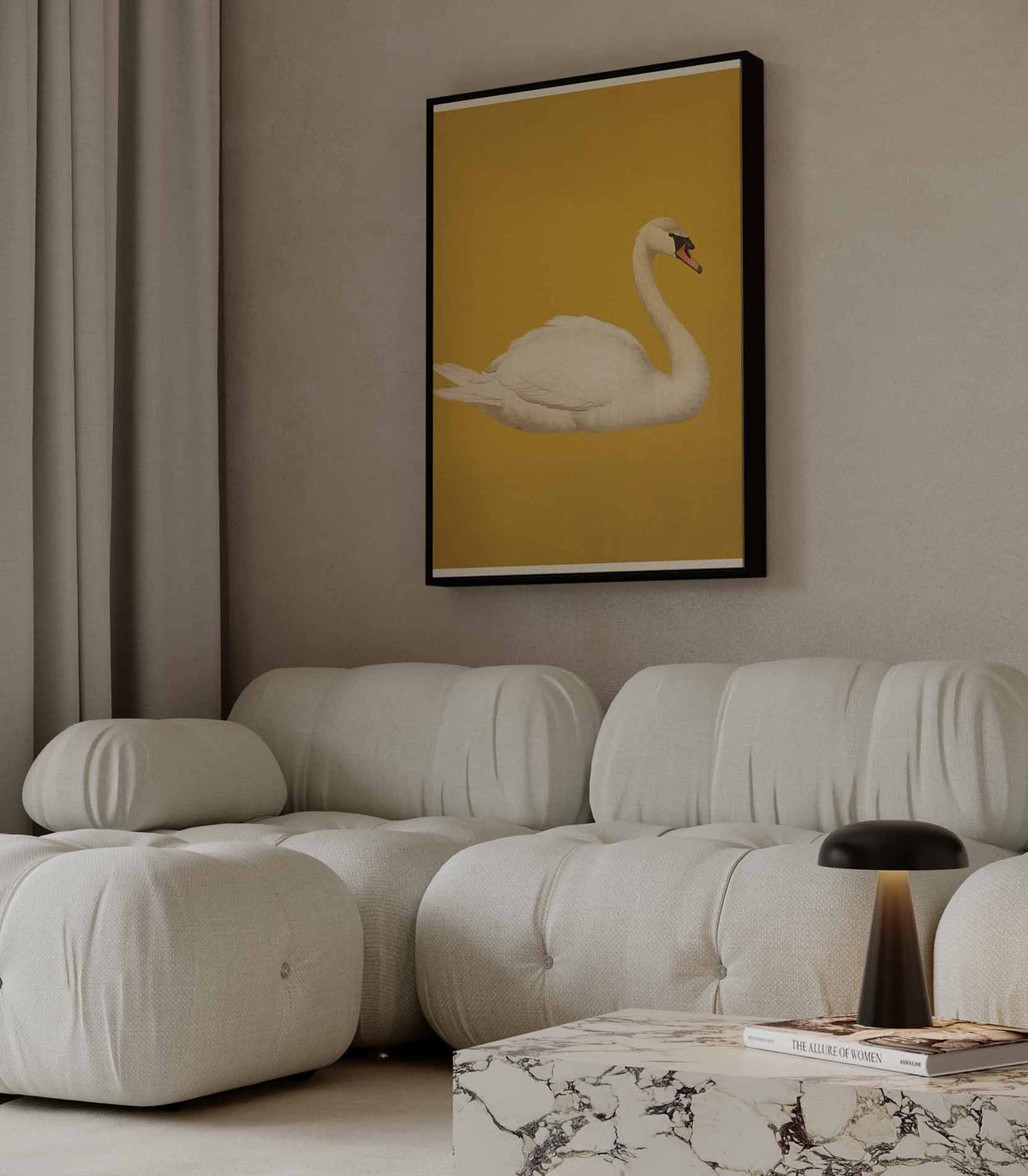 Sierlijke Zwaan op Gouden Achtergrond – portret wandkunst van WallArtistic