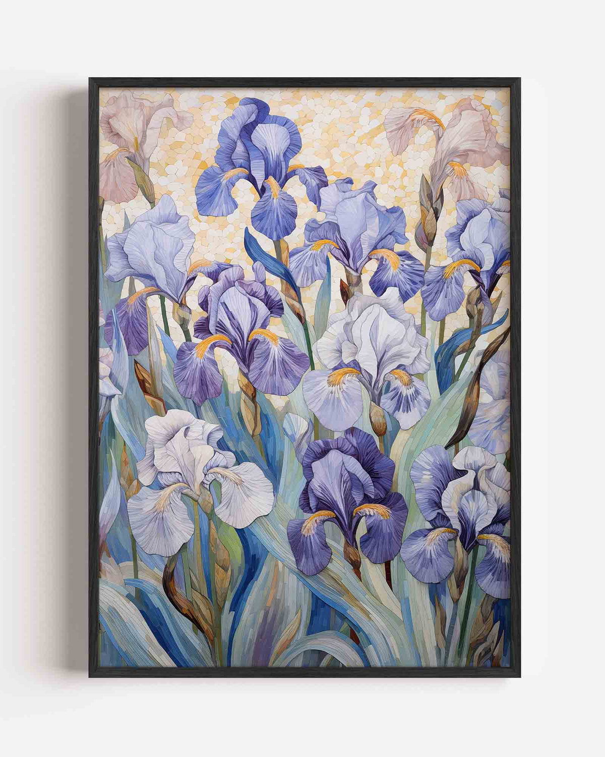 Blauwe irissen – bloemen portret poster als wanddecoratie