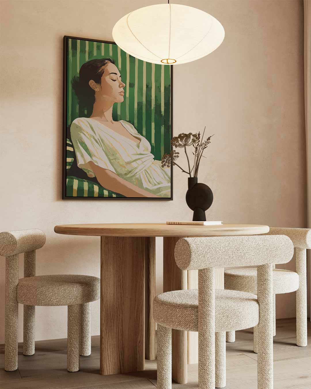 Rust in Groen – canvas wanddecoratie in portret formaat