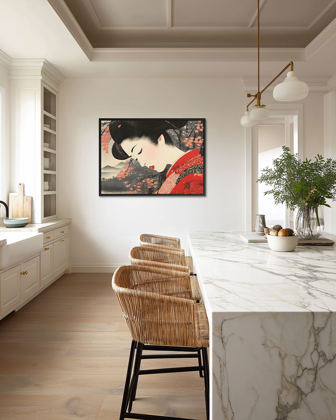 Vrouwelijk portret – Keuken kunstwerk – liggende wanddecoratie
