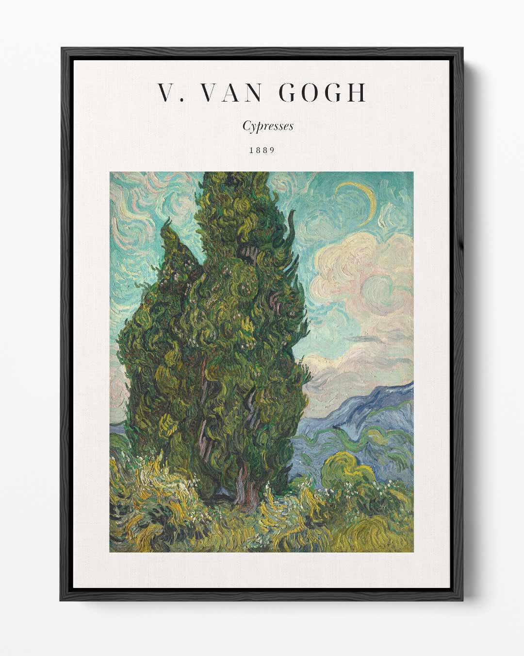 Cypresses in een Wervelende Hemel – portret kunstwerk als wanddecoratie