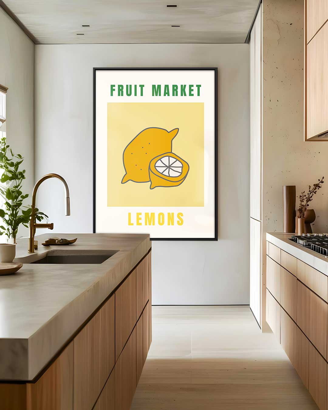 Vintage Fruit Market Poster – staand kunstwerk voor modern interieur