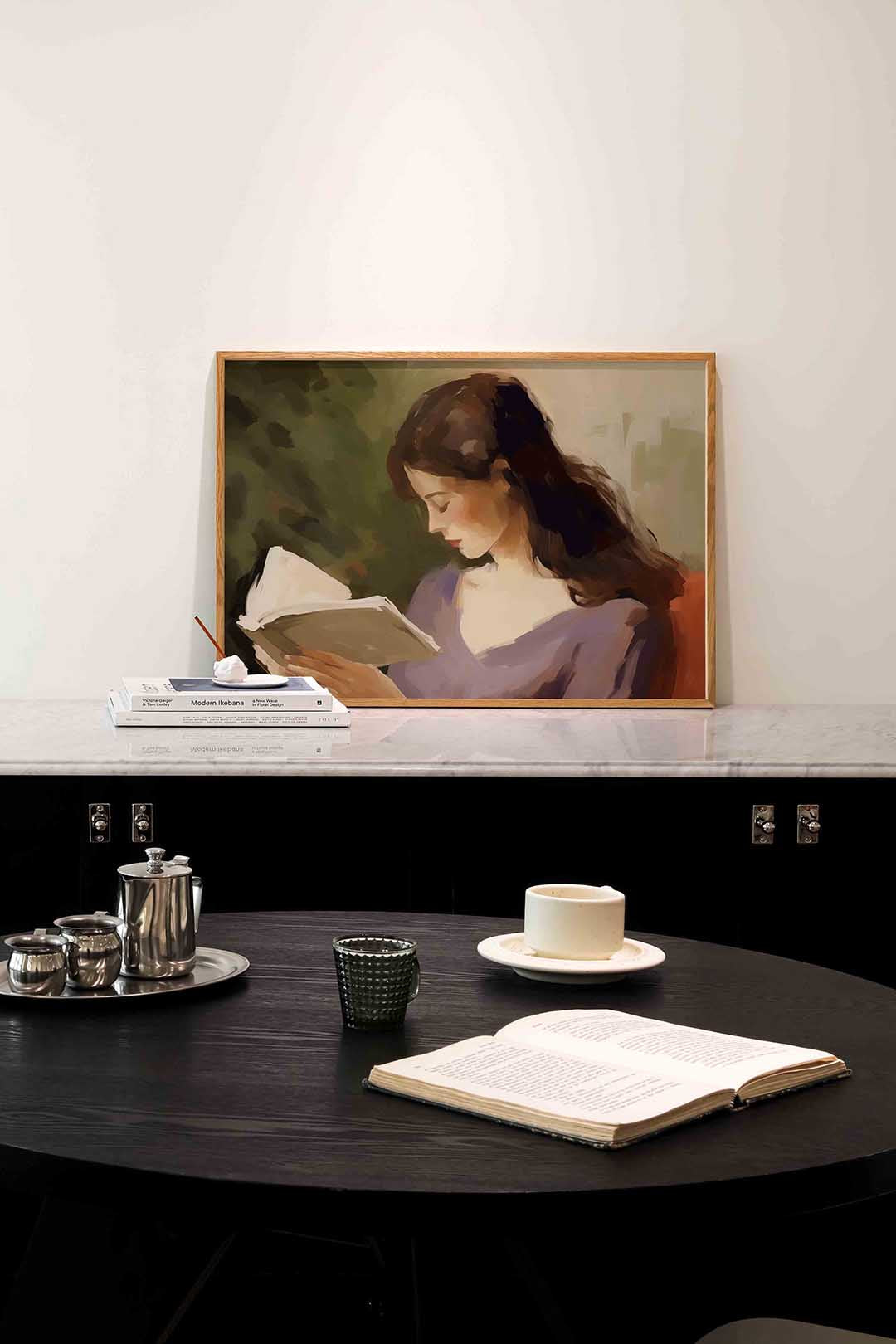 Lezende vrouw – portret poster in liggend formaat