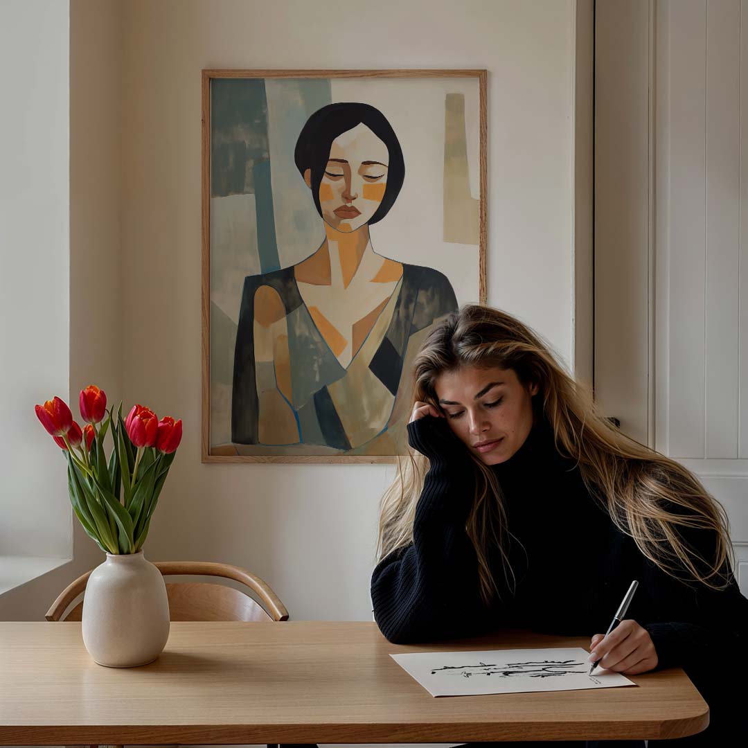 Abstracte Vrouwen Silhouet – staande vrouwelijke wanddecoratie van WallArtistic
