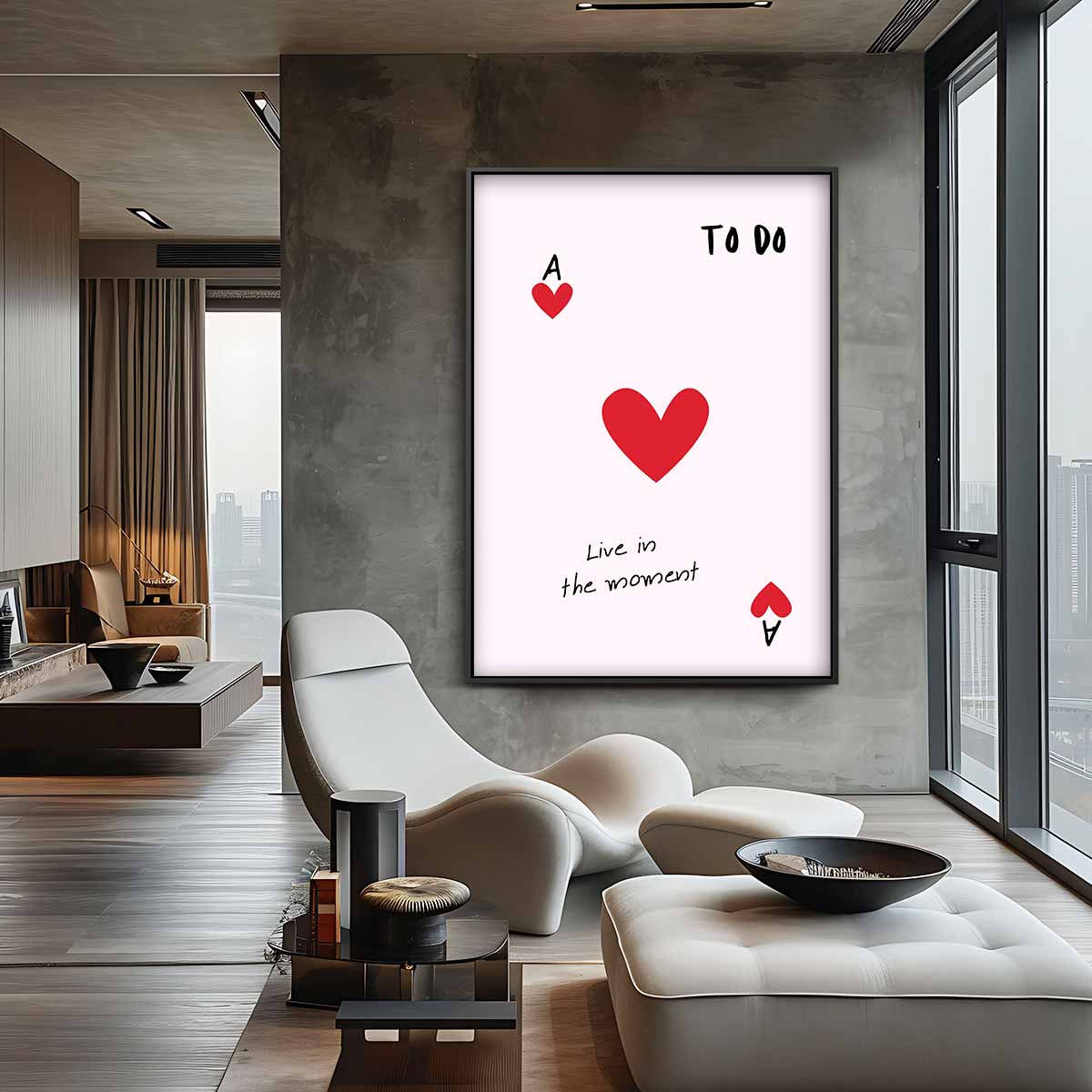 Speelse Hartenkaart Inspiratie – staande wandkunst voor woonkamer of interieur