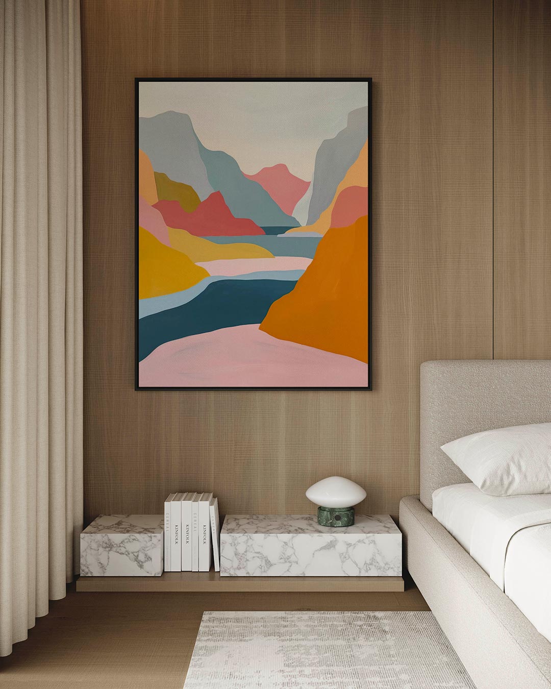 Kleurrijke berglandschap – kunstwerk op canvas, dibond of plexiglas