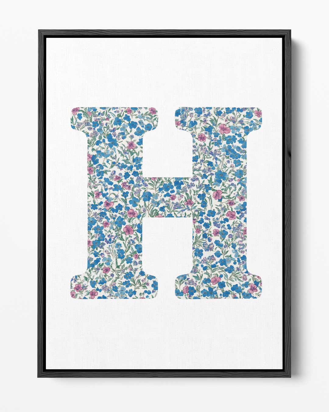 Bloemrijke Letter H – portret kunstwerk als wanddecoratie
