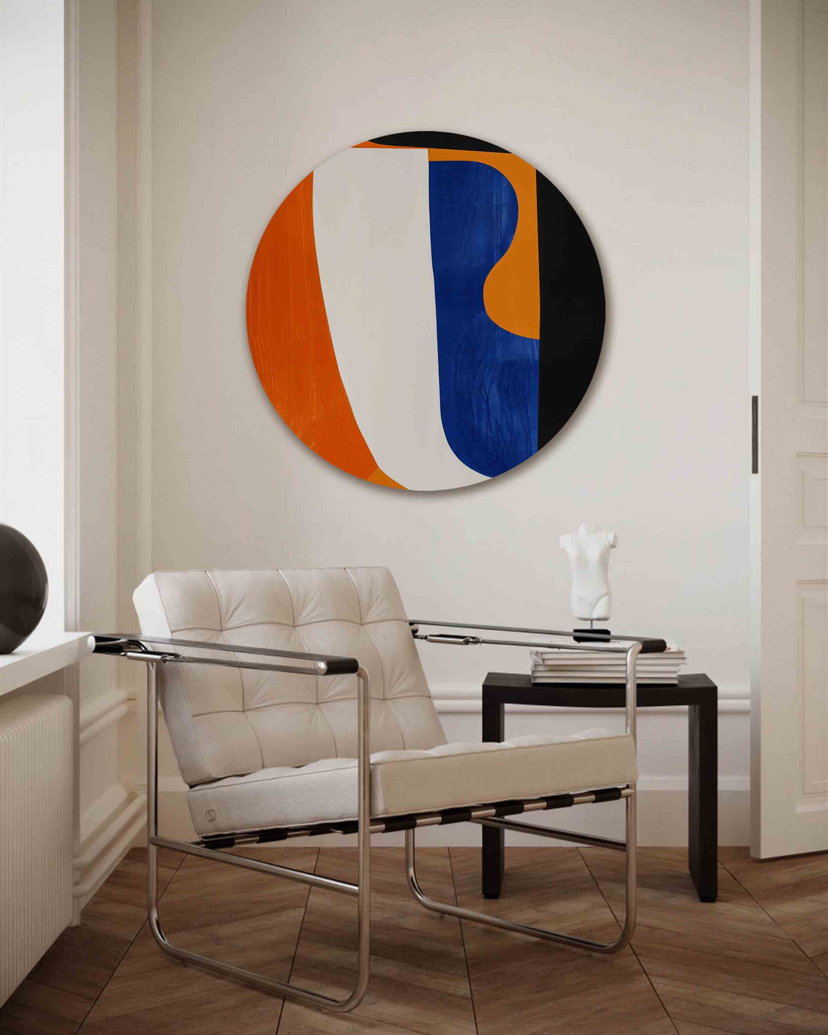 Abstracte vormen – kleurrijke muurcirkel als ronde wanddecoratie