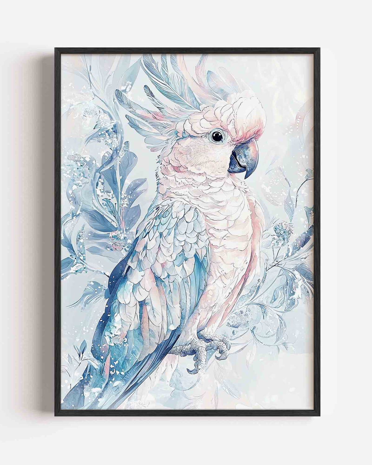 Papegaai met bladeren – dieren portret poster als wanddecoratie