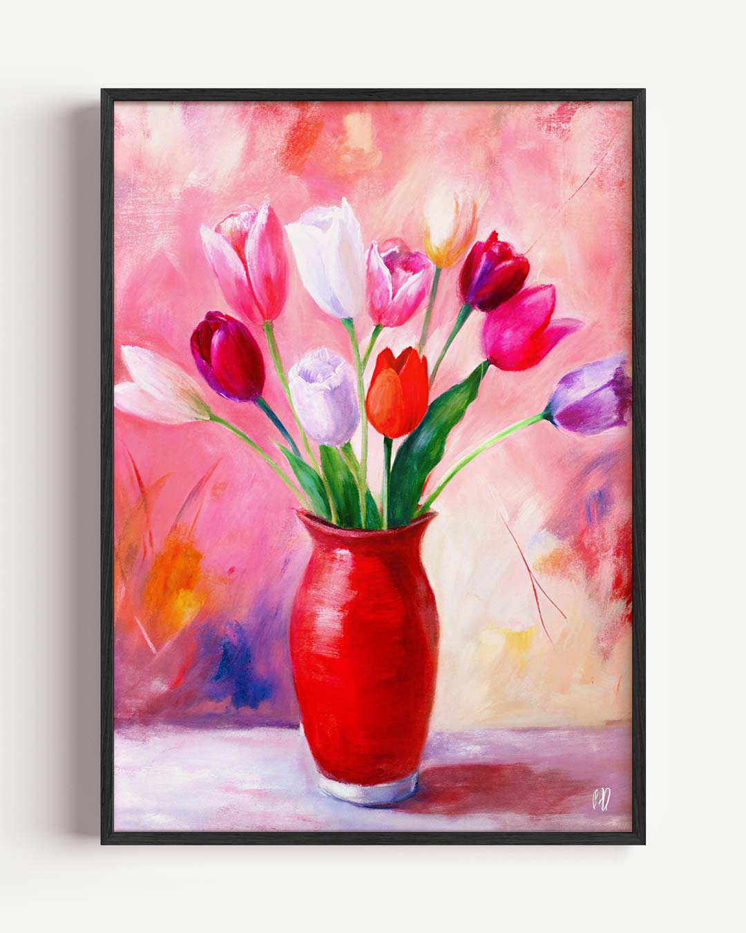 Vrolijke Tulpen – bloemen portret poster als wanddecoratie