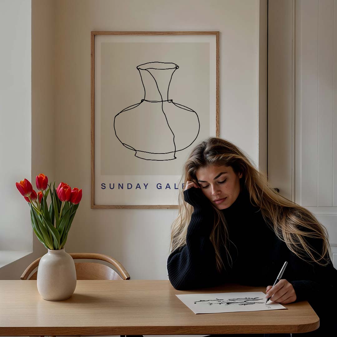 Elegante Vaaslijn – culinaire wandkunst als portret poster