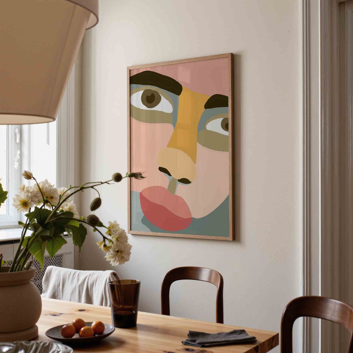 Abstract gezicht – eigentijdse illustratie poster in staand formaat